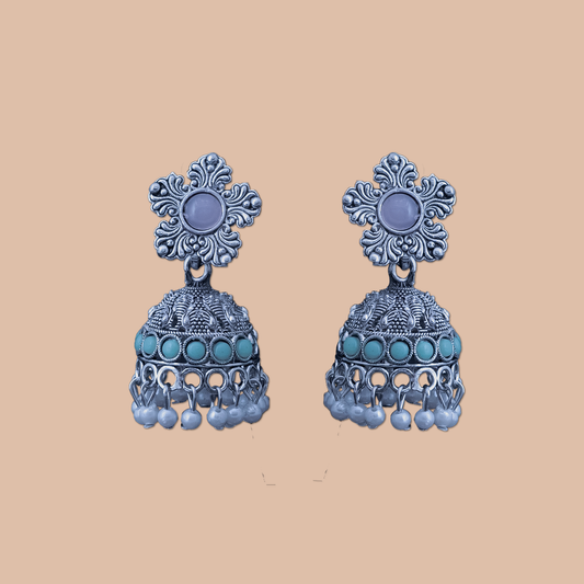 Turqoise Garden Jhumkas