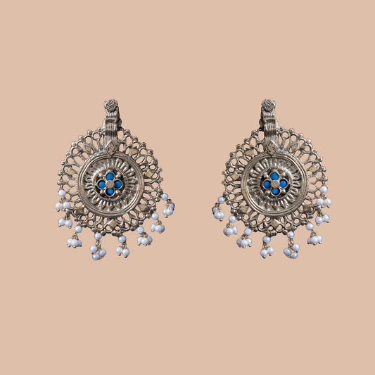 Lattice ChandBali Earrings - Blue