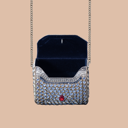 Kundan Royale  Clutch  - Mini  Red
