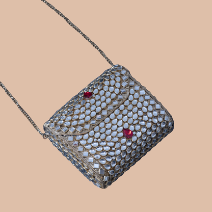 Kundan Royale  Clutch  - Mini  Red