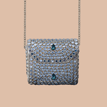 Kundan Royale  Clutch  - Mini Green