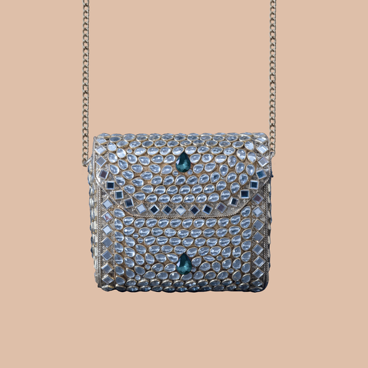 Kundan Royale  Clutch  - Mini Green