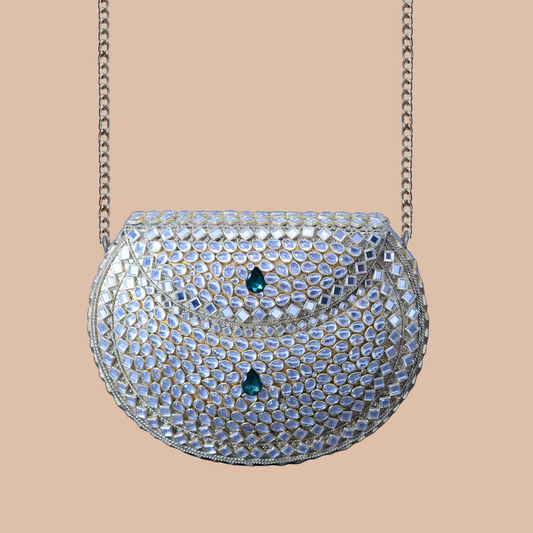 Royal Kundan Clutch - Large Green