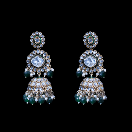 Jahanara Jhumka Earrings - Green