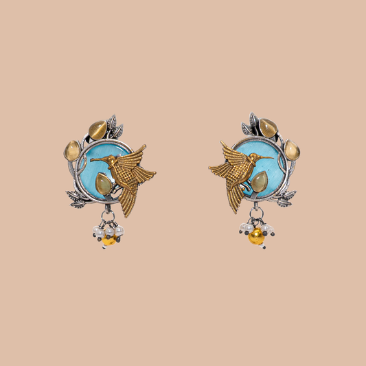 Golden Hummingbird Earrings