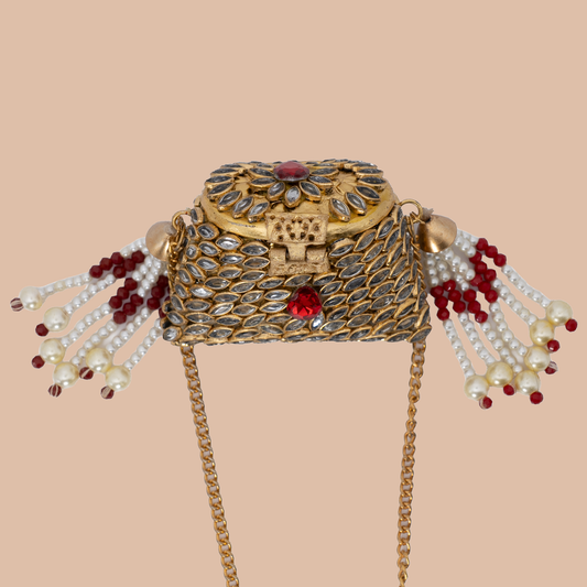 Shehzadi Kundan Bag - Mini Red