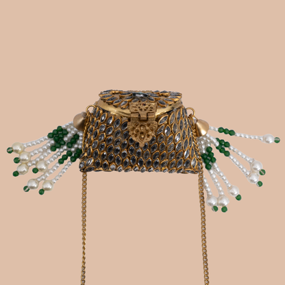 Shehzadi Kundan Bag - Mini Green