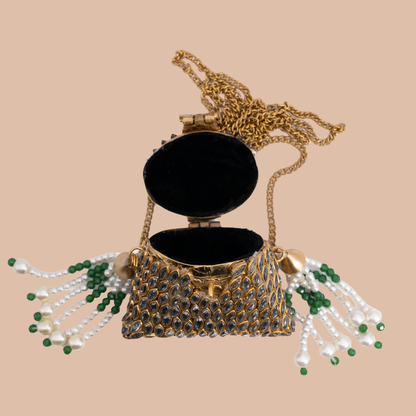 Shehzadi Kundan Bag - Mini Green