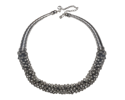 Silver Tribal Beaded Necklace