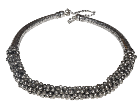 Silver Tribal Beaded Necklace