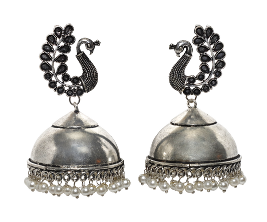 Majestic Peacock Jhumka Earrings